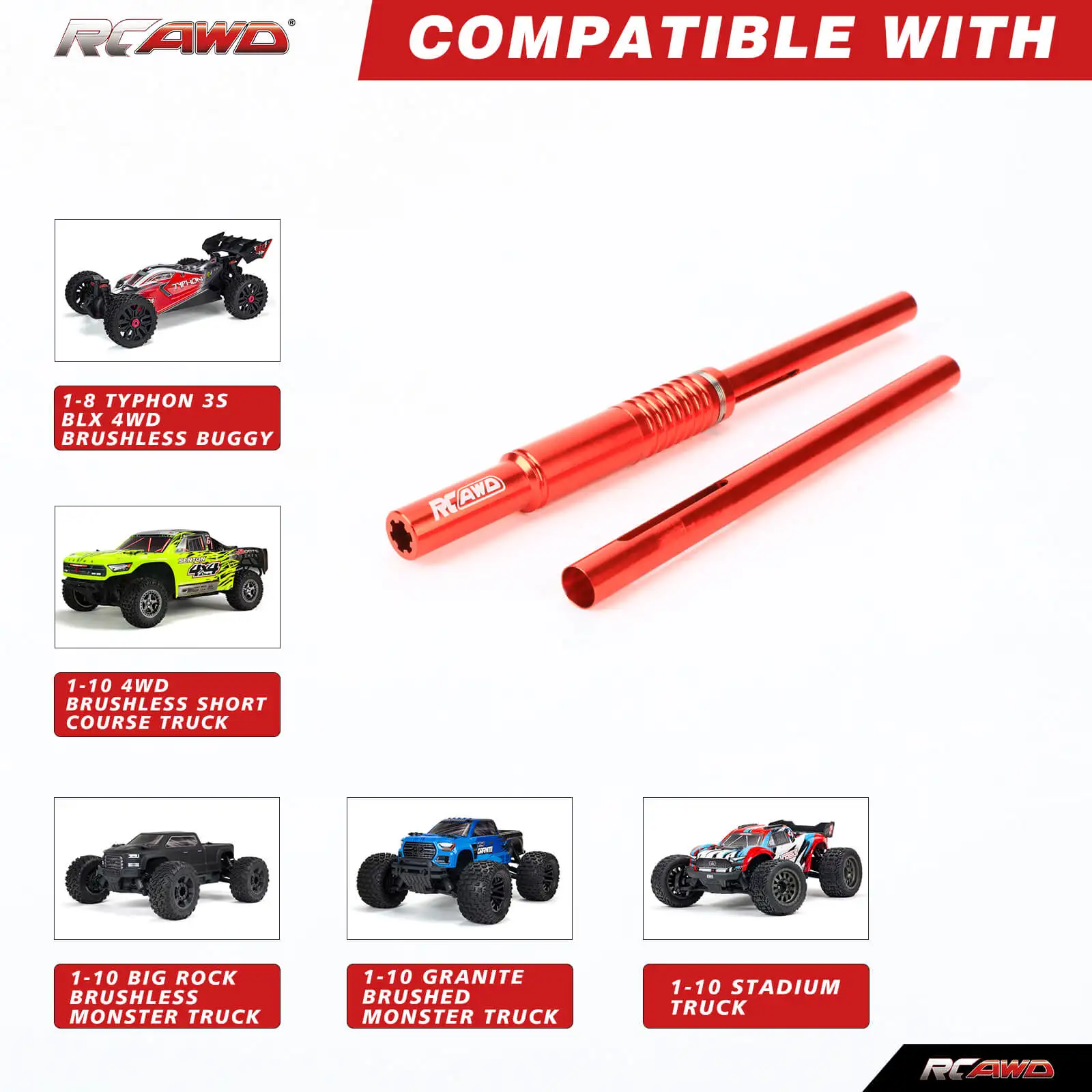 

RCAWD 6061 Aluminum Alloy Center Slider Driveshaft for 1/10 ARRMA 3S Big Rock Granite Senton Vorteks Upgrade Parts