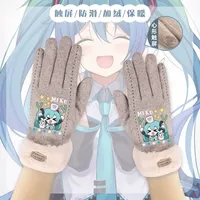 Hatsune Miku Two-dimensional Cute Plush Gloves Autumn and Winter Students Outdoor Windproof Plus Velvet Touch Screen Warm Gloves