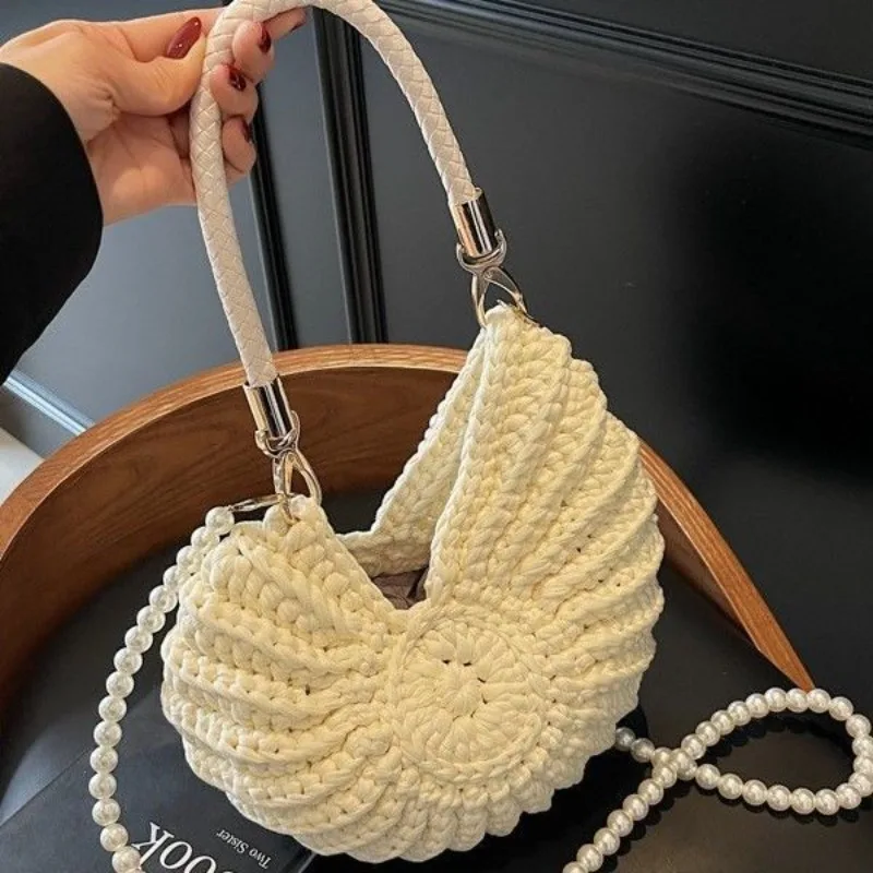 Hand-woven storage conch shell satchel women's handbag