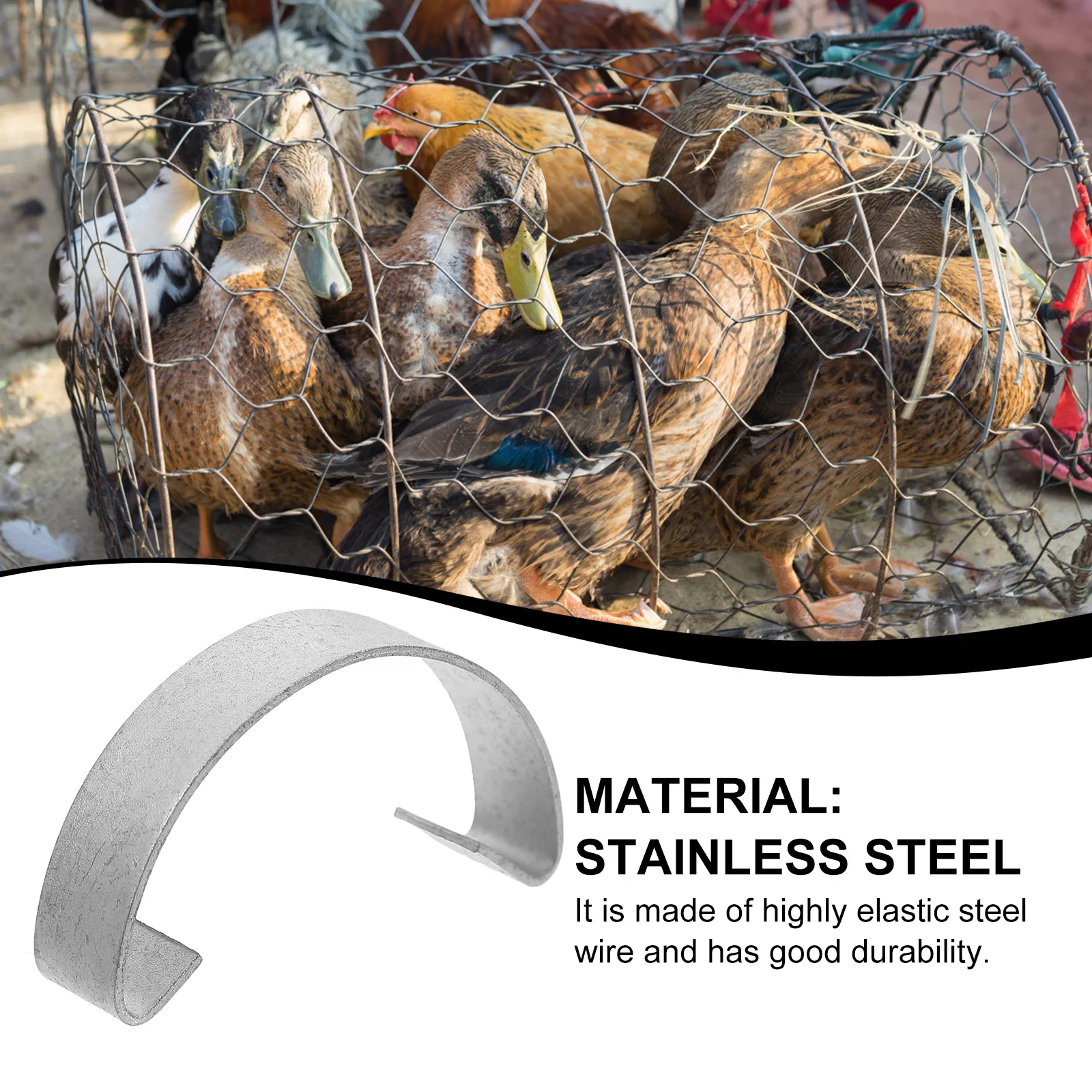 

20pcs Chicken Coop Door Clips Durable Stainless Steel Pet Cage Building Repair Hardware Bird Cage Buckles Metal Clips