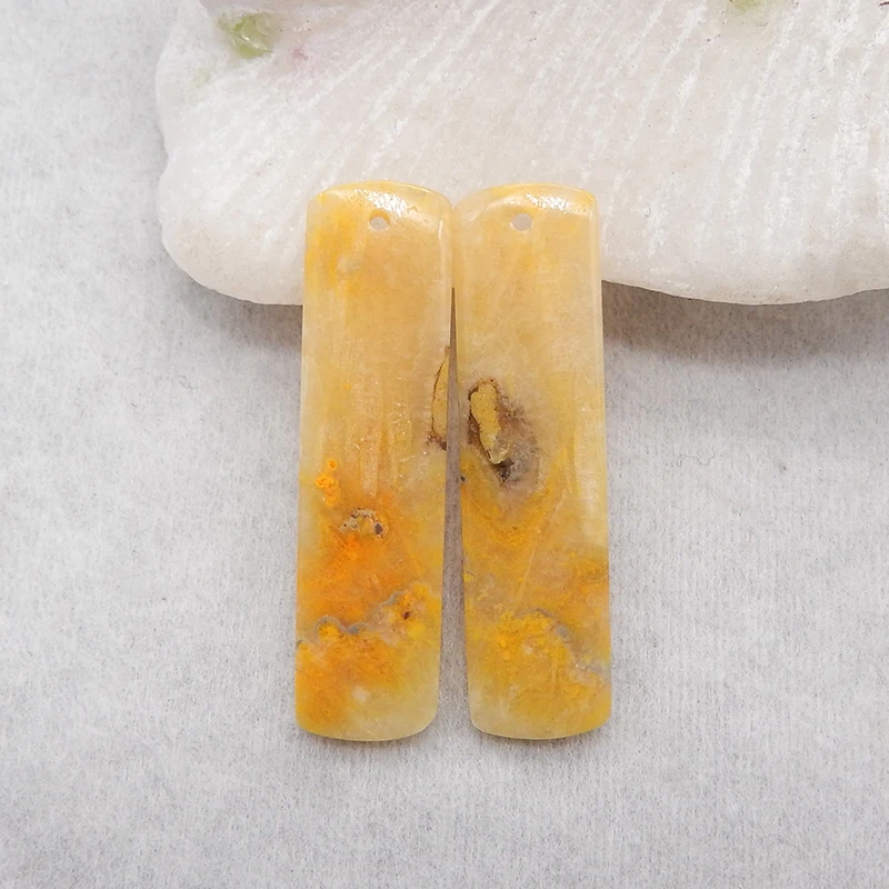 New Arrival Bumble Bee Stone Rectangle Earring Bead, Jewelry Supply, 38x10x4mm, 6.6g