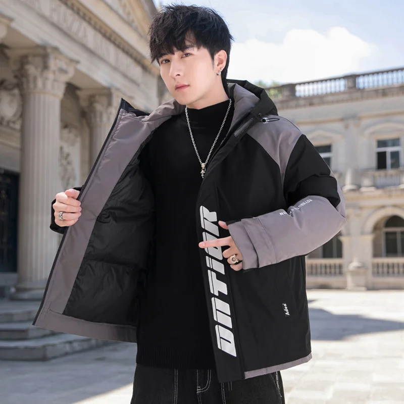 Male Casual Down Cotton Hooded Padded Jacket Men Thicken Warm Tide Man Plus Size Winter Parka For Coat 's Anorak