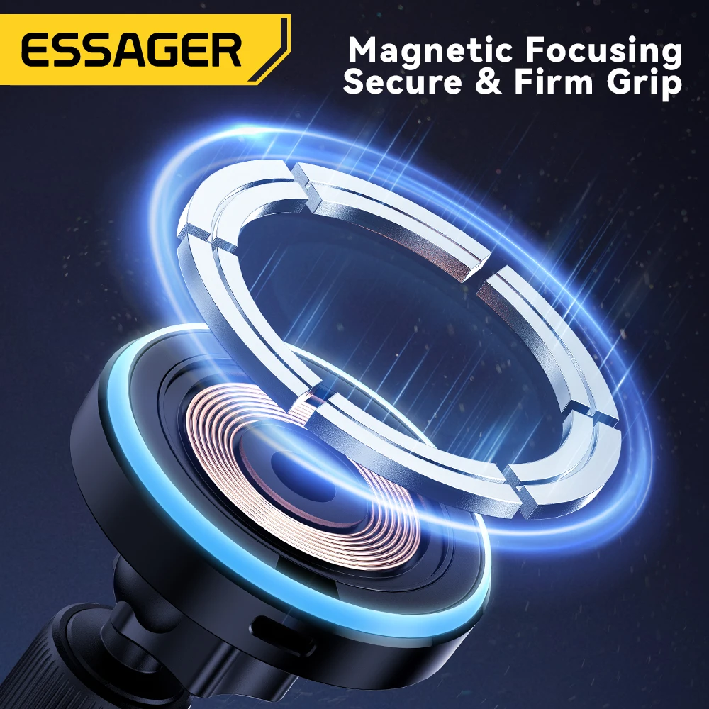 Essager 15w magnetischer kabelloser Autotelefon halter einstellbar 360 Grad Auto ladegerät für iPhone 15 14 13 Pro Samsung Universal Phone