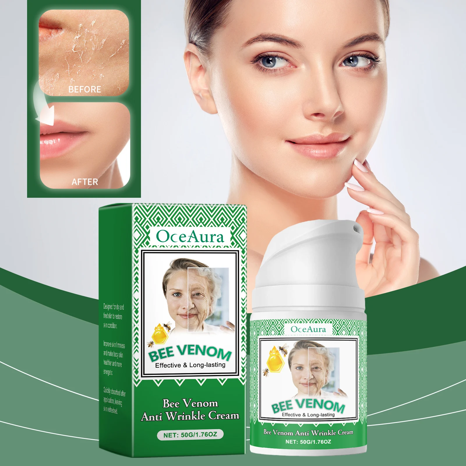 Bee Venom Anti-Wrinkle Cream - with50g Bee Toxin Complex Long-Lasting Firming & Lifting Effect - 1.76 Oz"