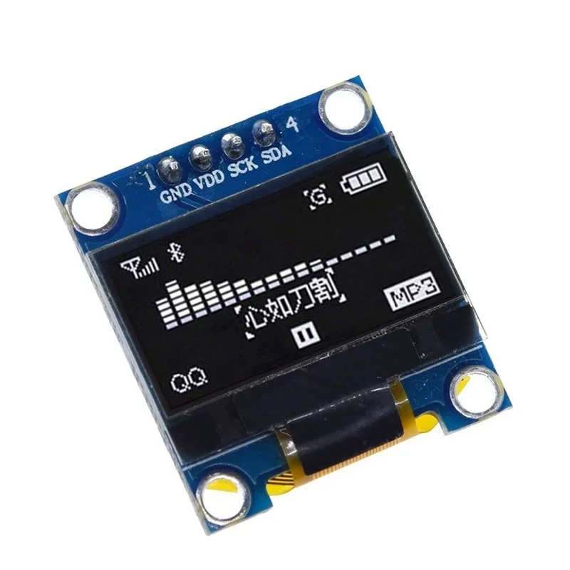 Módulo de Exibição Branca Serial OLED IIC, Placa de Tela LCD, GND, VDD, SCK, SDA para Arduino, 0.96 ", 128x64, I2C, SSD1306, 12864