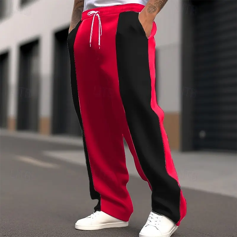 

2025 Men's Sweatpants Trousers Straight Leg Sweatpants Drawstring Pocket Color Block Comfort Sports Outdoor Fashion Pants