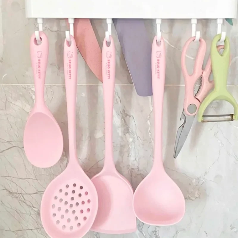 HelloKittys Sanrios Silicone Spatula Kawaii Food Grade Household Frying Spatula High Temperature Resistant Spoon Kitchenware Set