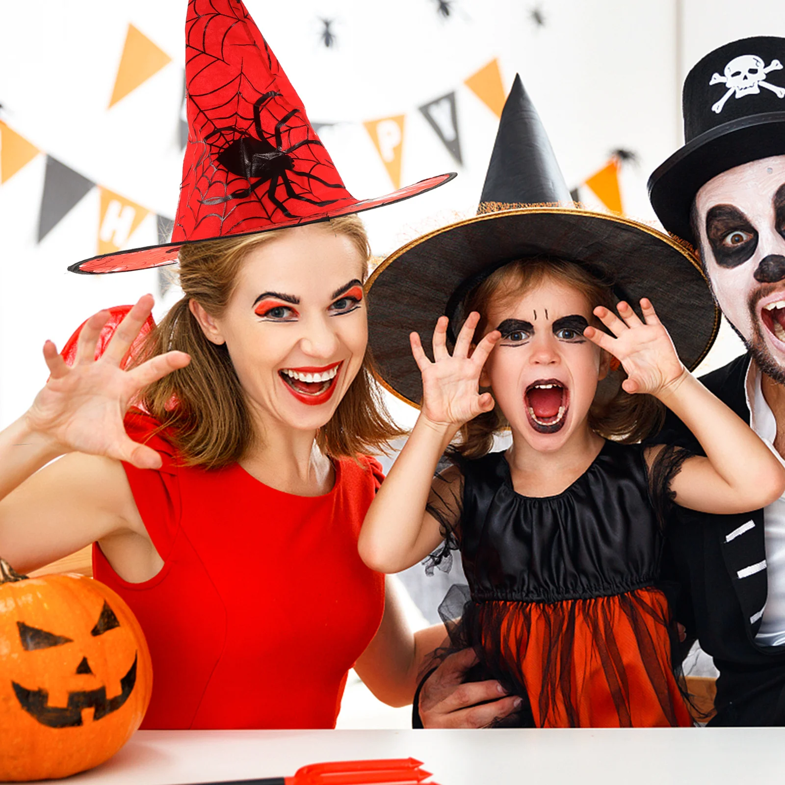 

5Pcs Halloween Witch Hats Black Wide Brim Comfortable Cosplay Party Costume Accessories Decorative Festival Hat