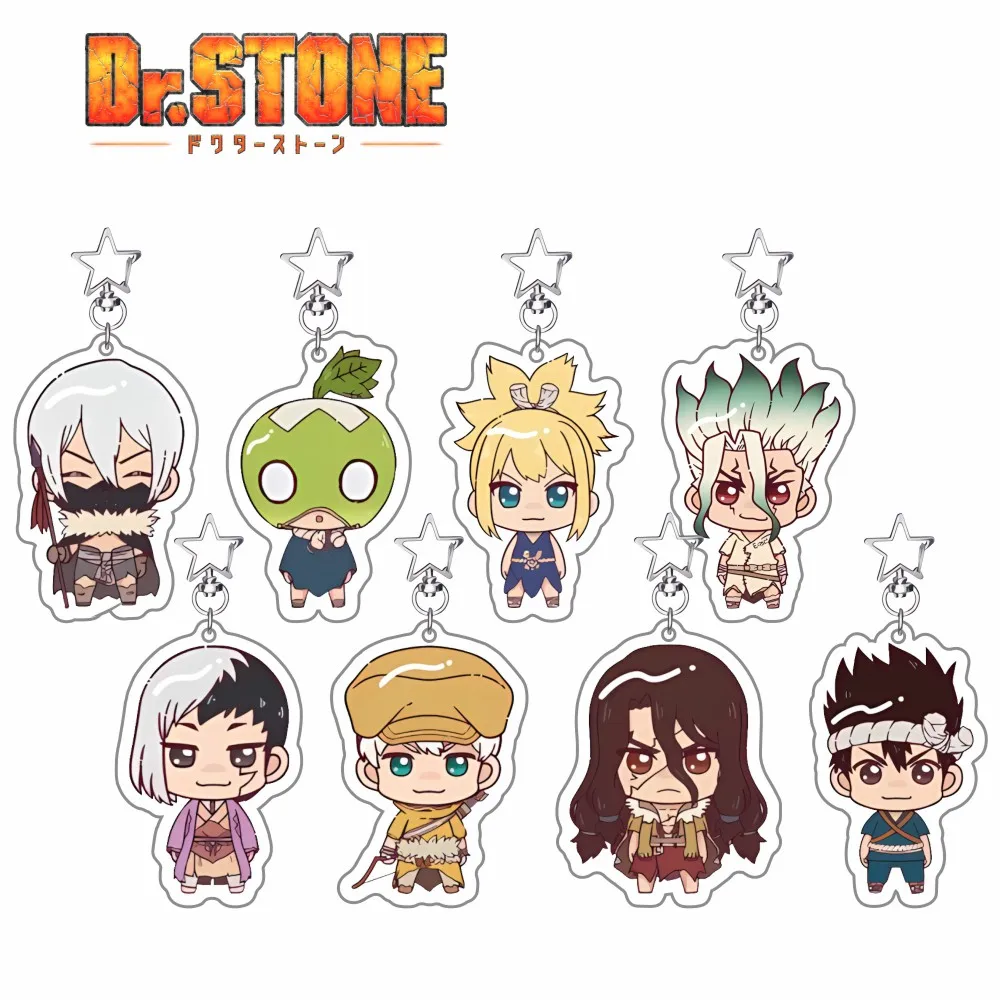 Anime Dr.STONE Q Version 6cm Acrylic Keychain Senku Gen Kohaku Tsukasa Ryusui Chrome Suika Desktop Ornament Collectible Fan Gift