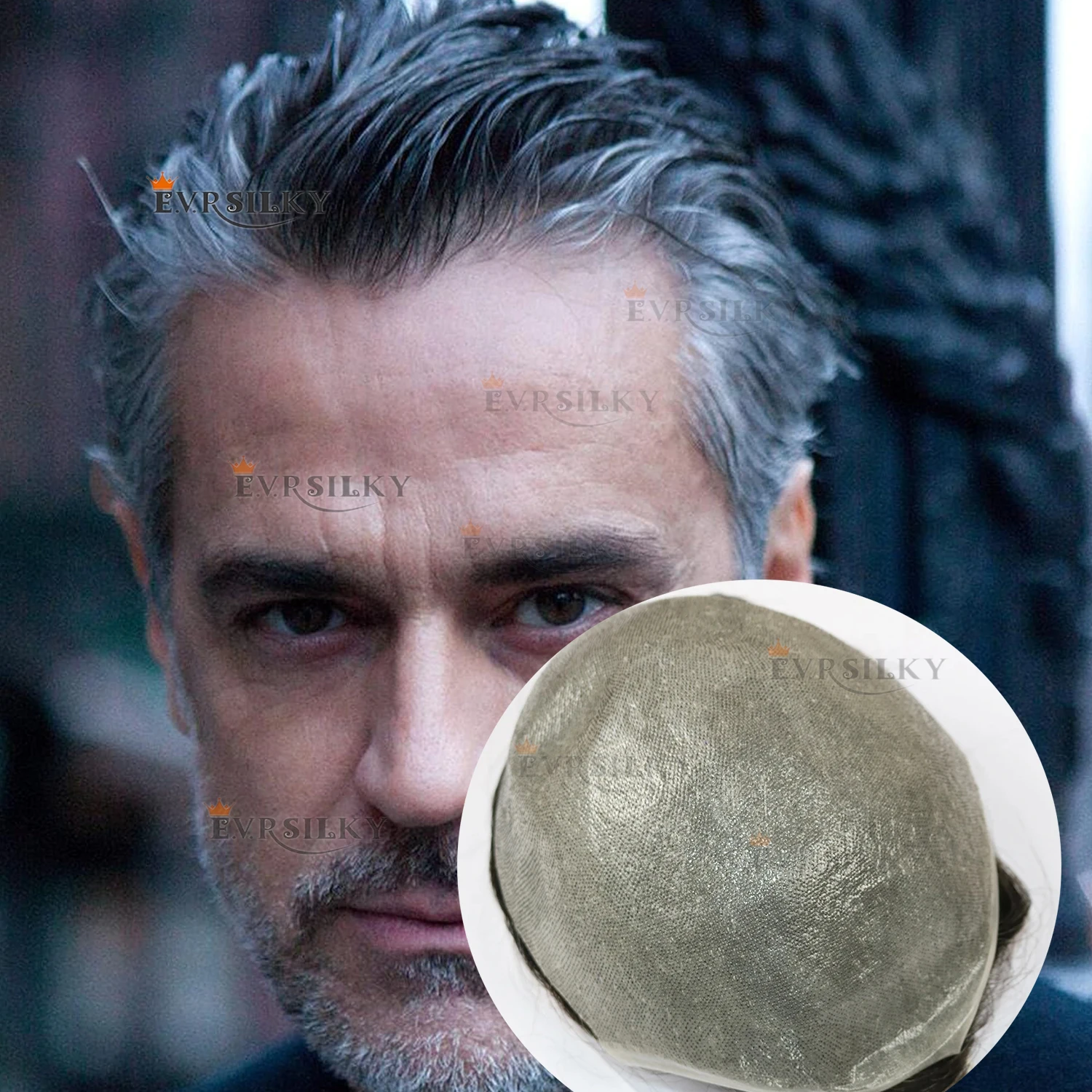 

Супер натуральная линия волос 1b20 Белый Серый Мужской парик 0,02 мм Ультратонкая кожа Без узлов Система Темно-коричневый Блондинка Черный Парик из человеческих волос