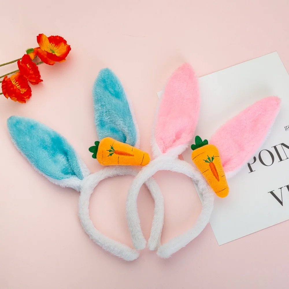 

Повязка на голову с морковью, плюшевые кроличьи уши, повязки на голову с кроличьими ушками, гибкие головные уборы для косплея на Рождество, карнавали, пасхальный косплей