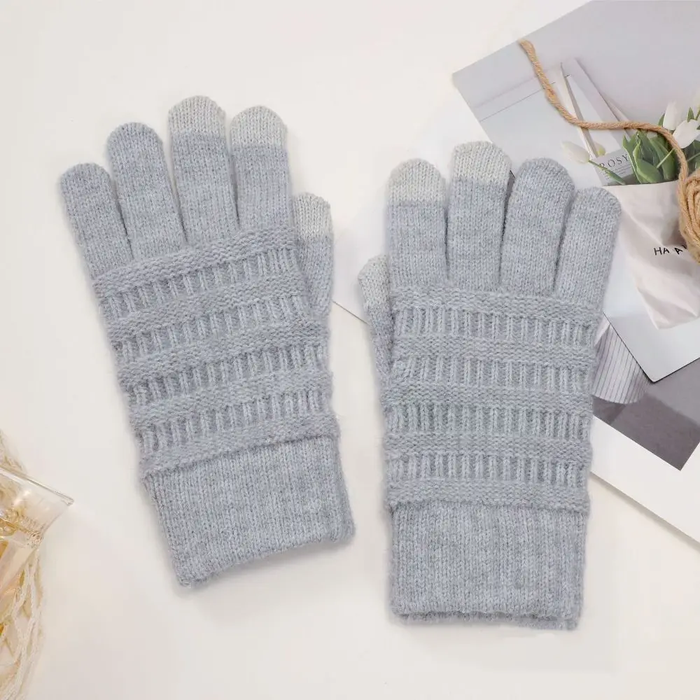 قفازات نسائية محبوكة تعمل باللمس مقاومة للبرد قفازات حرارية سميكة مقاومة للرياح قفازات دافئة للخريف والشتاء #3