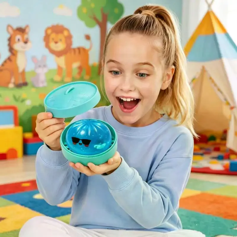 Glitter Shark Dumplings Toy Soft Slow Resilience Steamed Stuffed Bun Pinch Le Fidget With Steamer