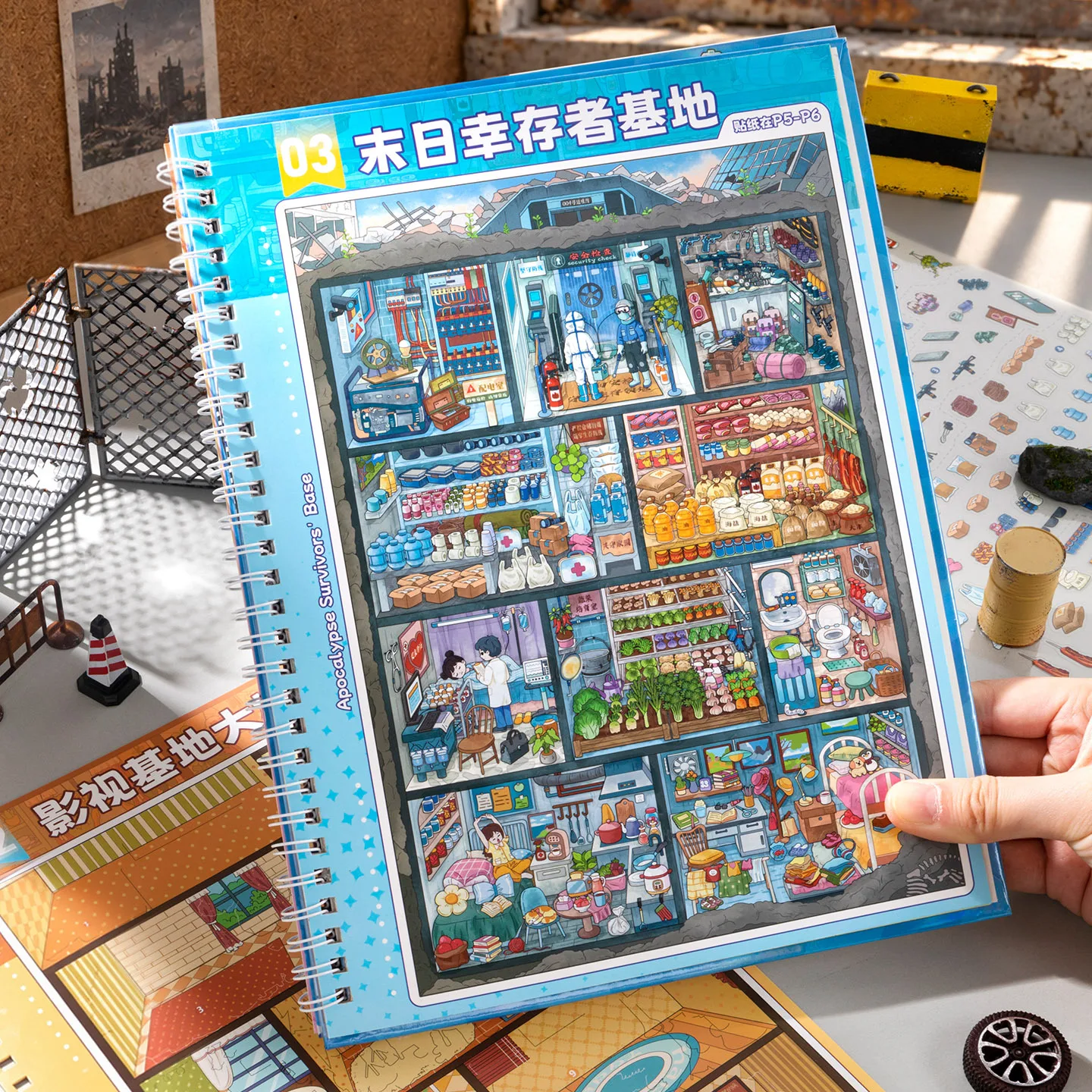 1 set of landscape stickers for this grid indoor scene sticker, full of creative castle, film and television building, and comme