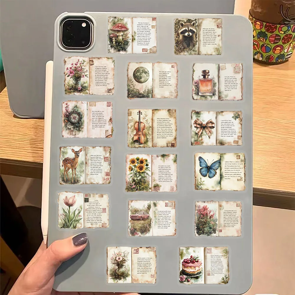 50PCS Watercolor Retro Diary Plant Stickers Phone Cases Laptop Water Cups Computer Skateboarding Decoration Stickers