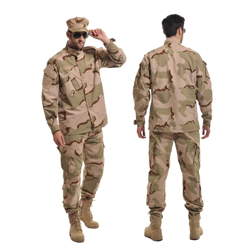 Desert Camo Hunting Clothing Tactical Uniform Combat BDU Shirt Pants Set Training Clothes Camouflage Airsoft Ghillie Suit