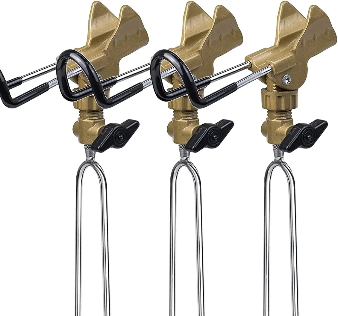 

Bank Fishing Rod Holder 360 Adjustable Stainless Steel Beach Fish Pole Rack Stand with Detachable Ground Spike