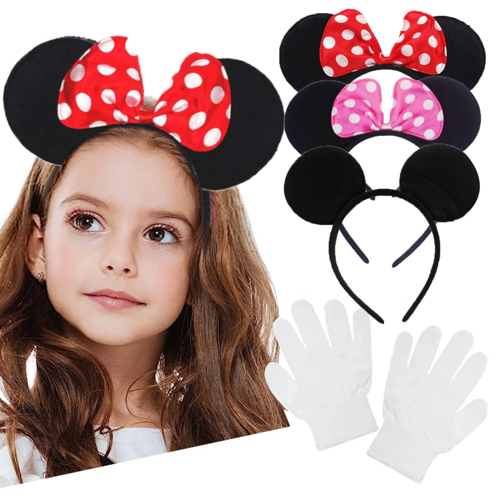 Children Christmas Halloween Carnival Easter Mouse Disguised Clown Performance Party Accessories Boys Girls Gloves+Headband Sets