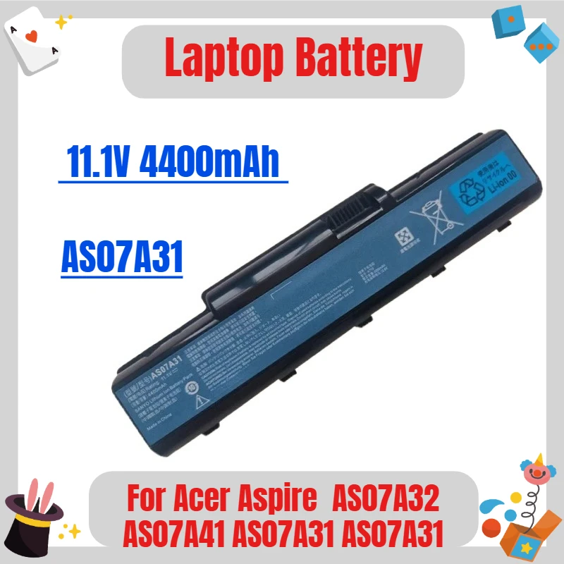 

For Acer Aspire AS07A32 AS07A41 AS07A31 AS07A31 Laptop Battery 11.1V 4400mAh