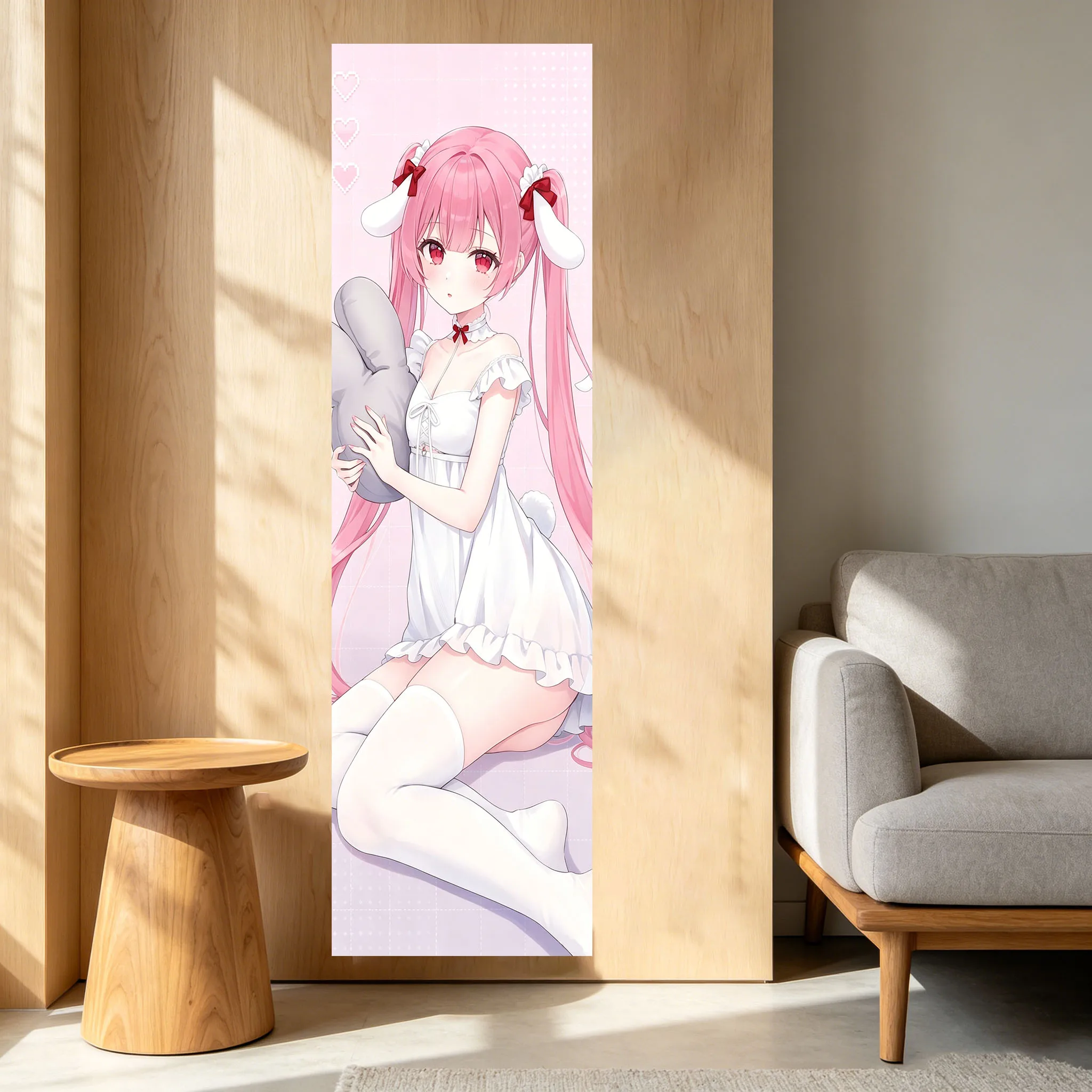 Vtuber Angel エル Pink Hair Wall Tapestry Large Long Tapestry Bedroom Elegant Home Background Cloth Room Stuff Anime Aesthetic Art