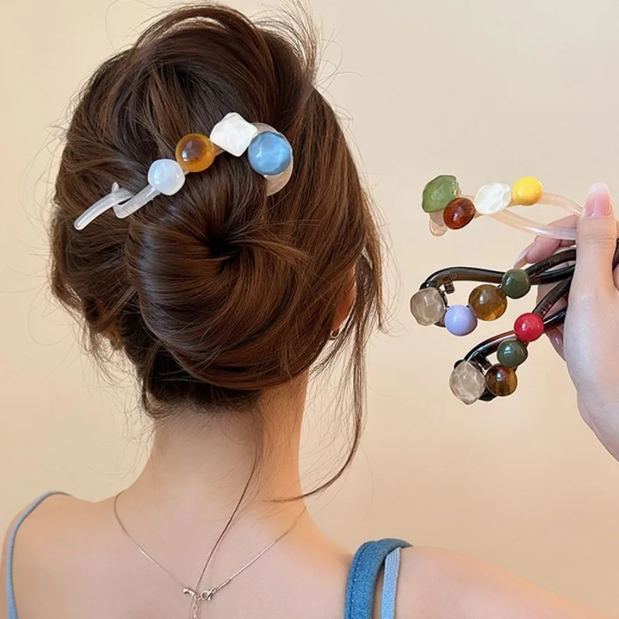 Temperament one word hair clip, back head twist clip 2025 new style light luxury high-end hair clip, duckbill clip, headwear cl