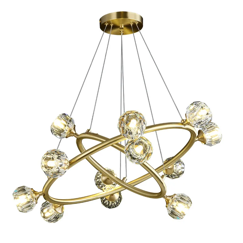 Modern LED Starry Sphere Ceiling Chandeliers All Copper Lamp Living Dining Room Pendent Lamp Home Decor Hanging Light Fixtures