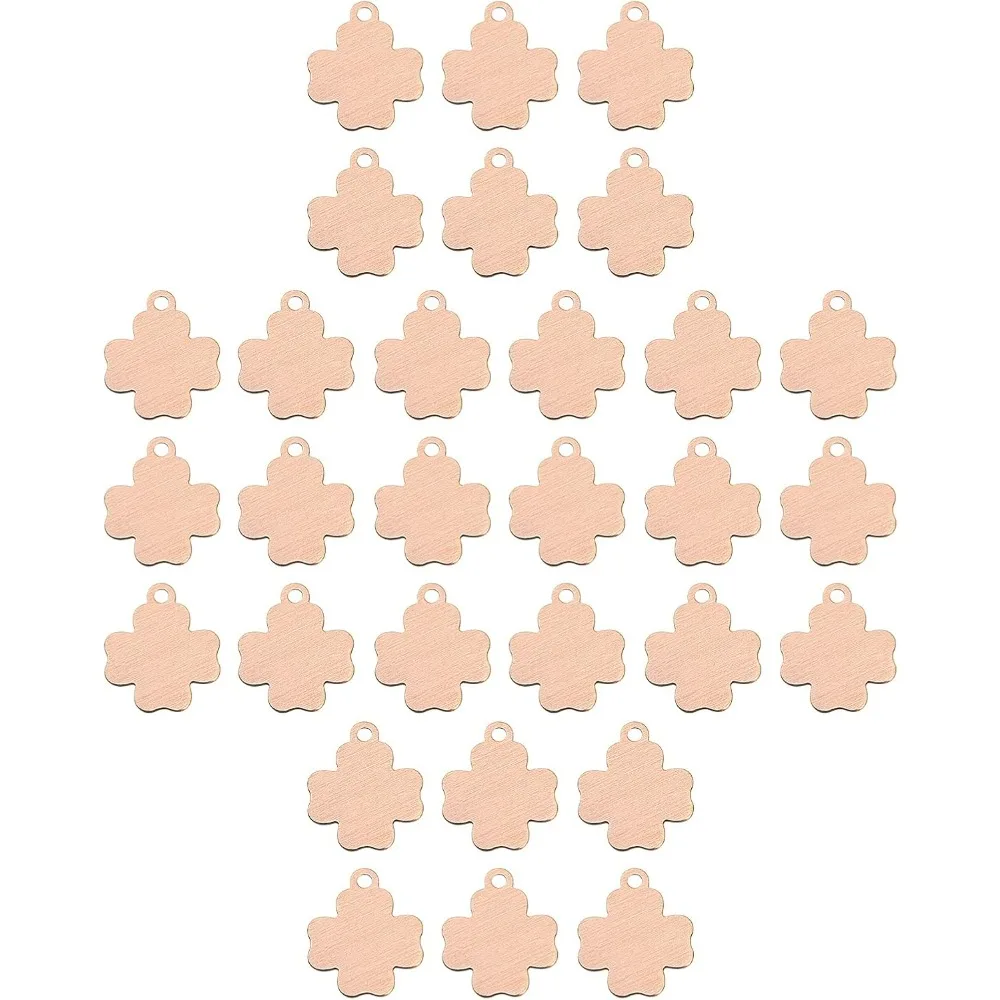 

20pcs Four Leaf Clover Charms Brass Blank Stamping Tag 12mm Lucky Shamrock Dangles Engraving Blanks Pendants for Jewelry