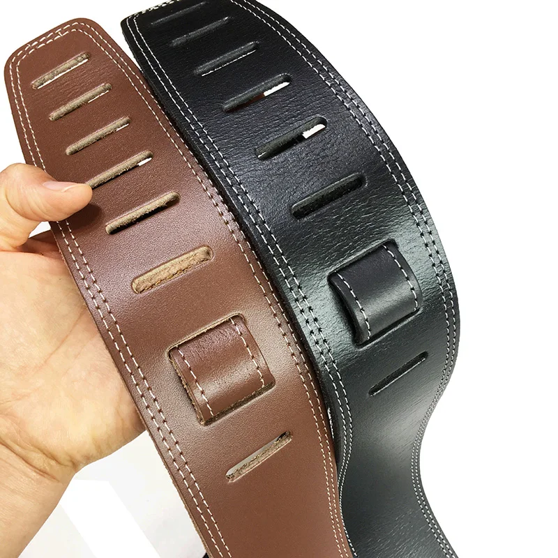 Cowhide Leather Guitar Strap Adjustable Black/brown Classic Wear Resistance Durability Electric Acoustic Bass Guitar Accessories