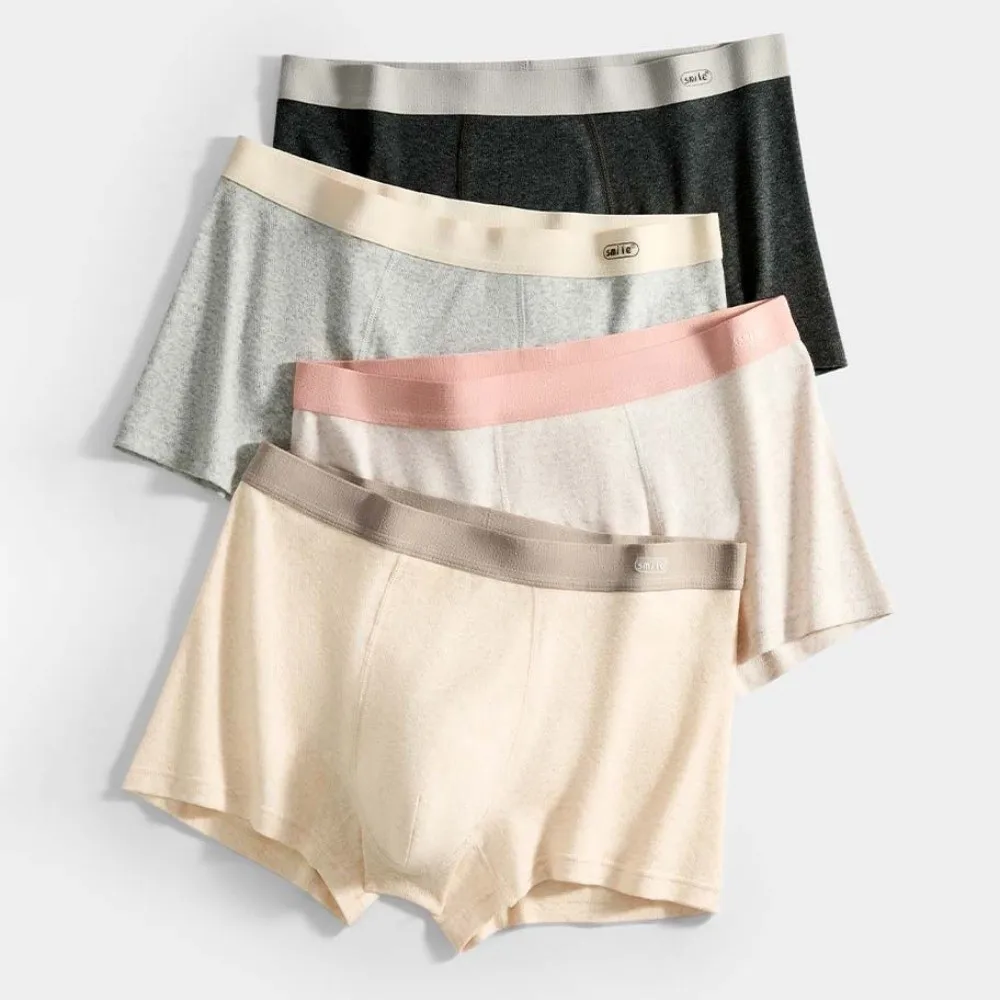 

Простые модные тонкие хлопковые трусы-боксеры, бесшовные трусы, хлопковые боксеры со средней талией, однотонное нижнее белье для мужчин, повседневное