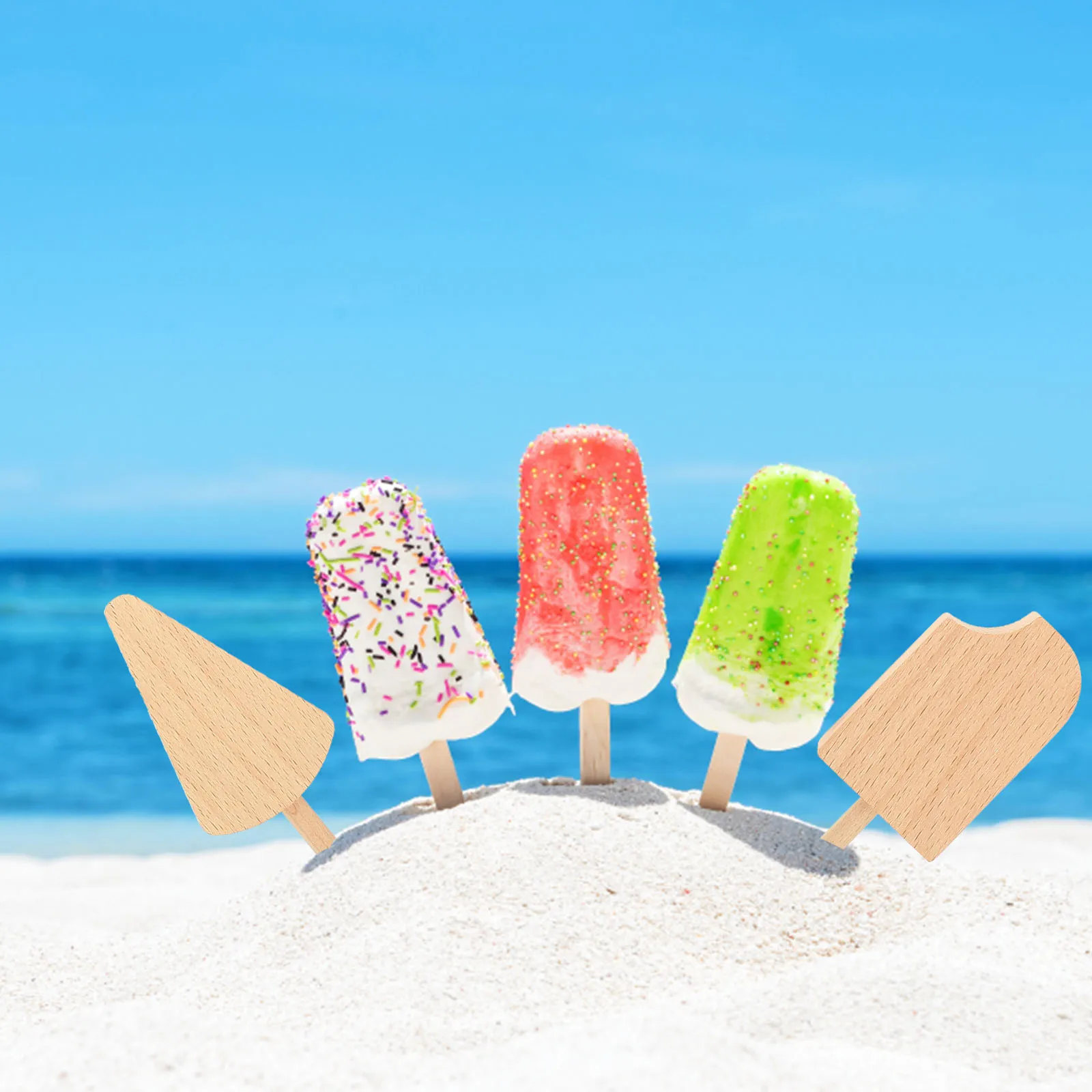 

7Pcs Ice Cream Model Wooden Unfinished Blank Molds for Kids Crafts Decor Display Photo Prop Small Ice Cream Toys