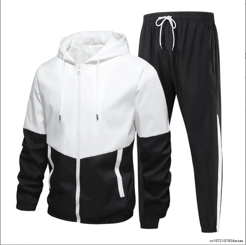 Men Cardigan Jackets+Pants Sportwear Sets Men Patchwork Sport Suit Casual Tracksuit Male Couple Sweat Suits 3 Colors