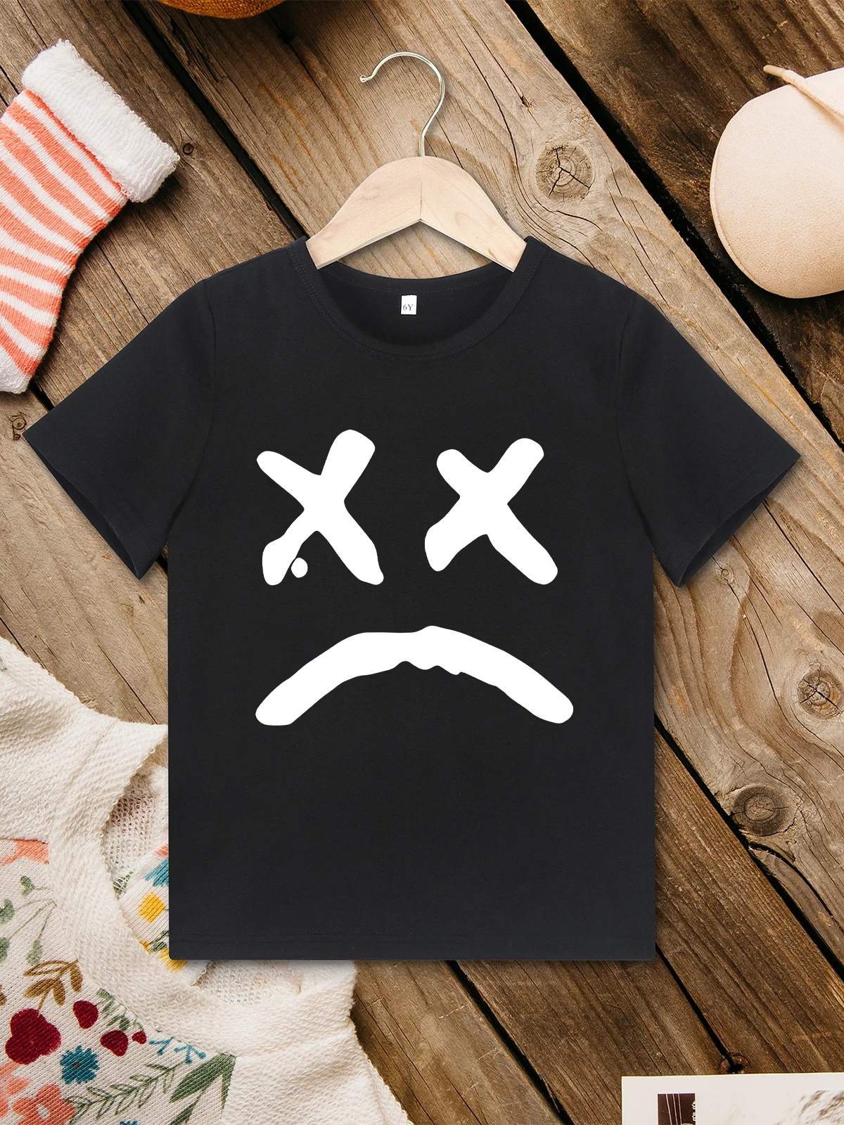 

Crying Face Pattern Kids T Shirts Summer New Arrival Urban Stylish Boys Girls Clothes Crew Neck Multicolored Tops Wholesale