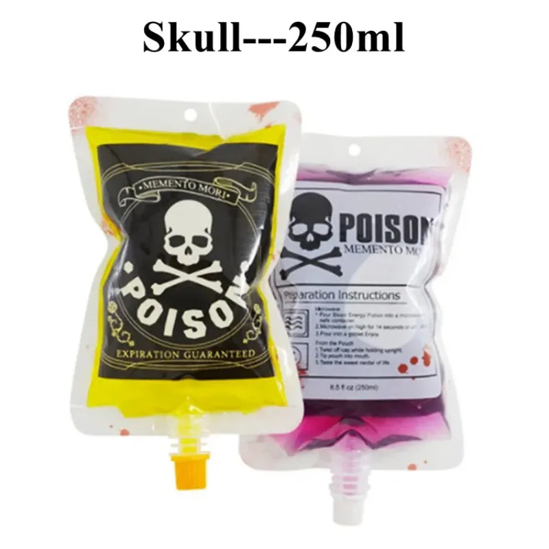 

20PCS 250ml Halloween Vampire Blood Bags for Drinks - Reusable Plastic Party Pouches with Straws for Juice, Beer & Cocktails