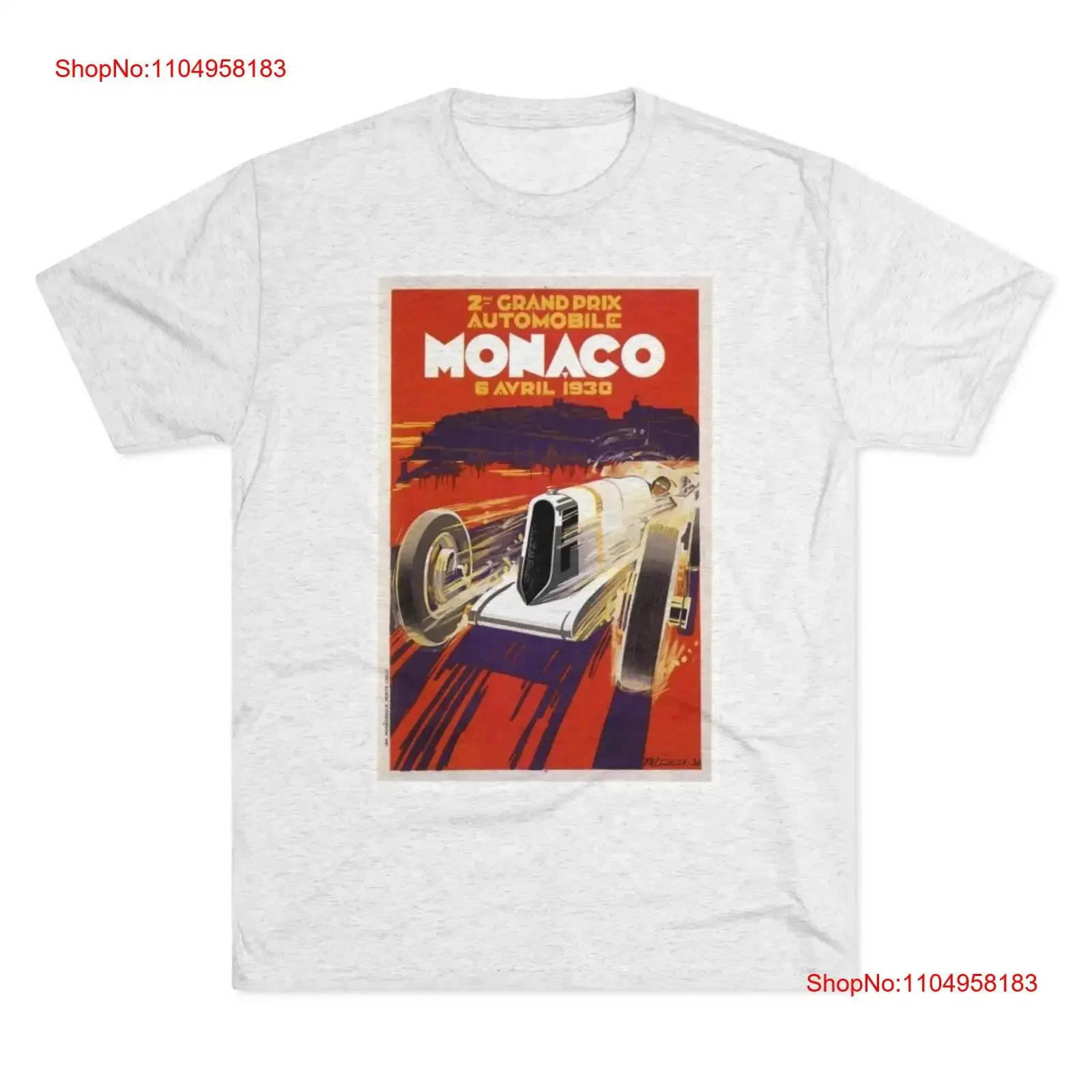 Grand Prix Monaco 1930 affiche Design Tri blend équipage t-shirt vintage lavé confortable haut unisexe pour un usage quotidien élégant