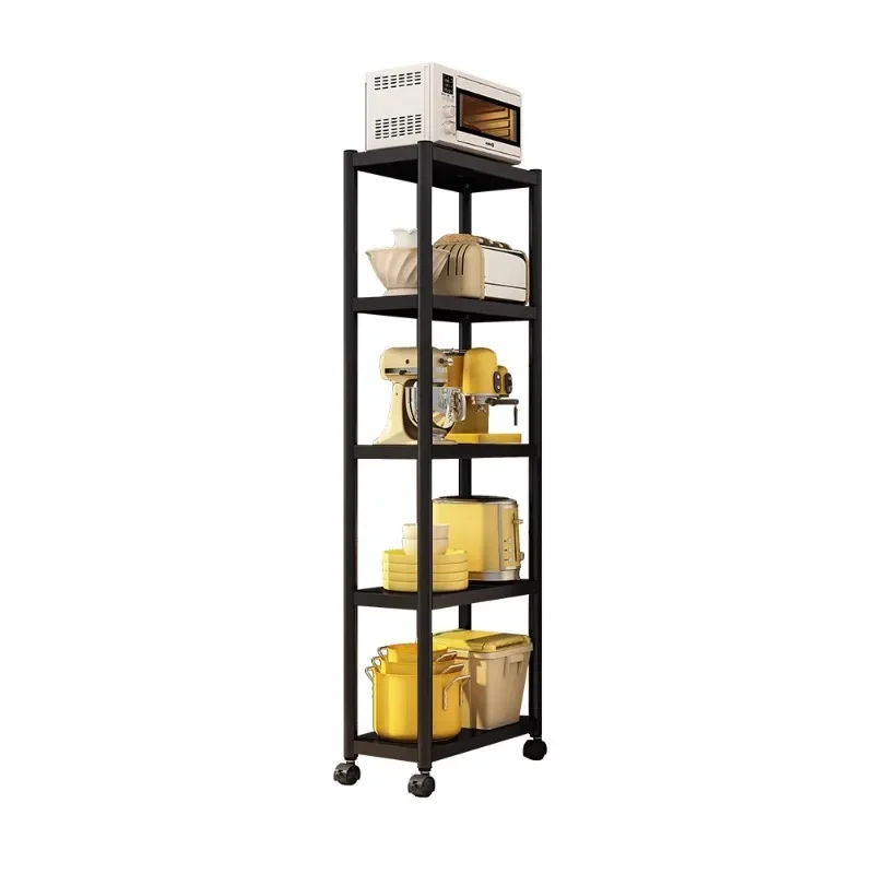 

Kitchen shelf, narrow refrigerator storage cabinet, floor-to-ceiling, multi-layer wrought iron mobile trolley