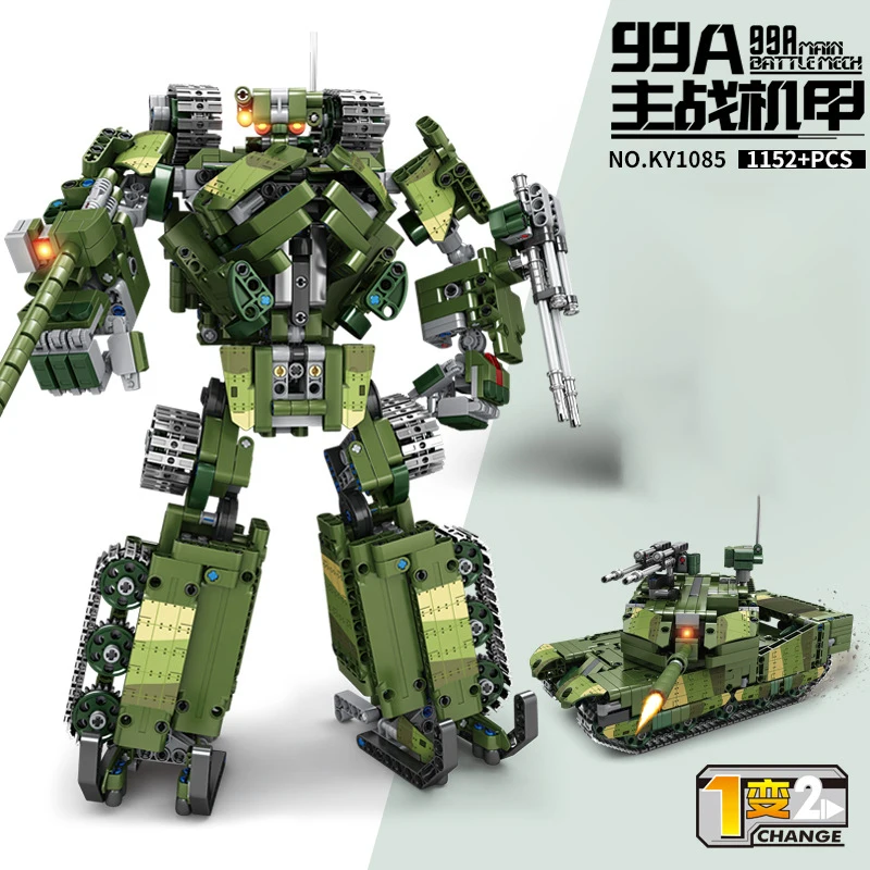 

Военный механический робот Double Form/модель основного боевого танка 99А, игрушки из кирпичиков, строительные блоки MOC, совместимые с LEGO