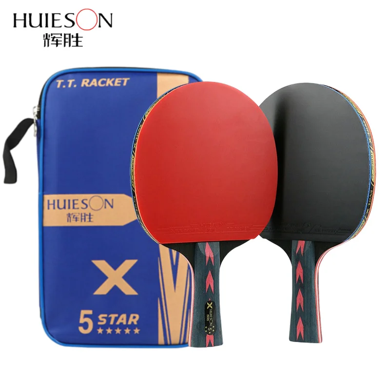 

Huieson 2Pcs Upgraded 5 Star Carbon Table Tennis Racket Set Lightweight Powerful Ping Pong Paddle Bat with Good Control