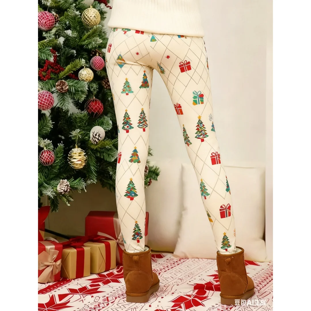 

Women's leggings for autumn winter Christmas pattern print Women's high waisted tight pants Elastic exercise yoga pants leggings
