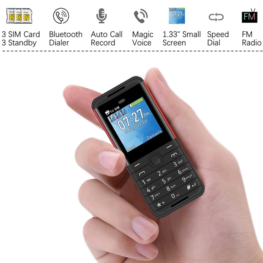 BM5310 Cross border Functional Mobile Phone Mini GSM Dual Card Button Wireless Bluetooth Small Phone Non Smart Phone Triple SIM