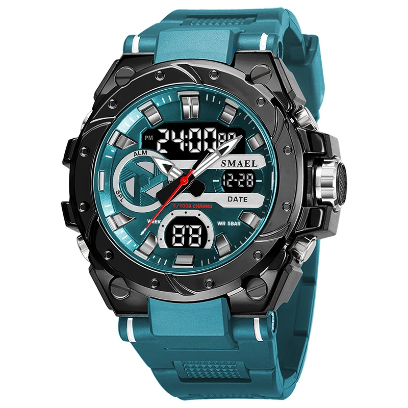 Smael Brand Sport Watches 50M Wateproof Dual Time Display Watches Led 8029 Stopwatches Alarm Multifunctional Men's Wristwatches