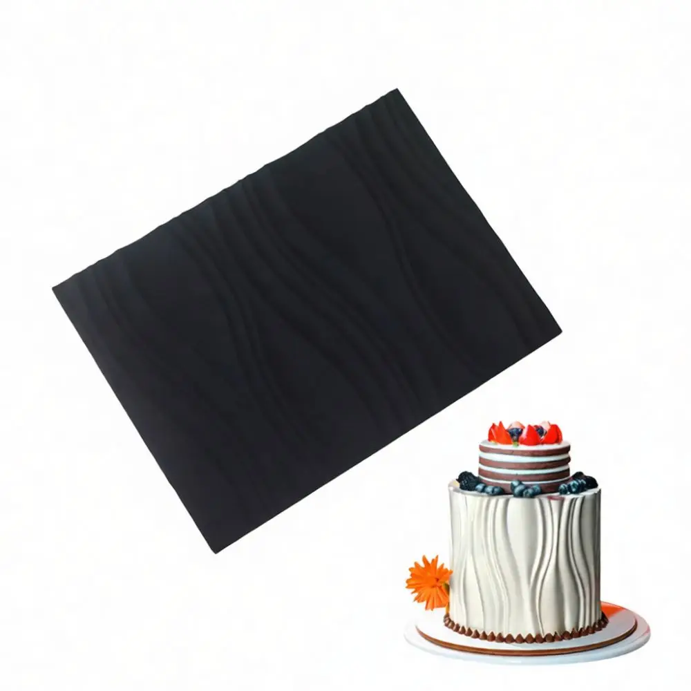 Silicone Cake Edge Texture Pad Black Fondant Embossing Mold Mousse Decorating Tool Baking Supplies Flexible Pastry Impression