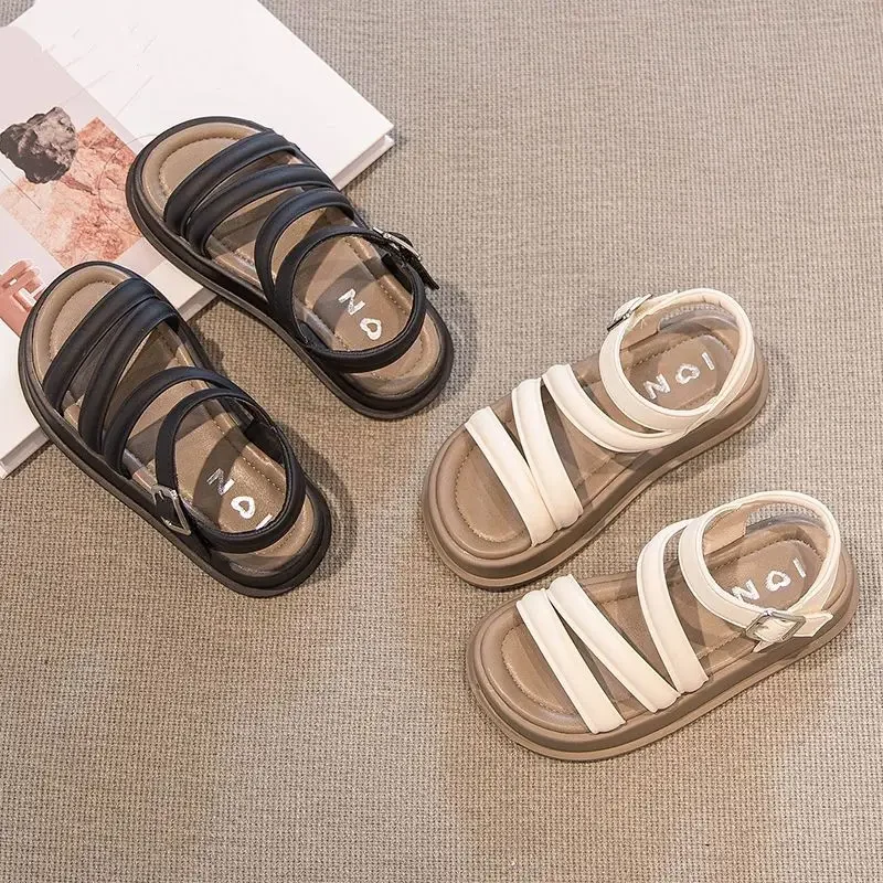 Girls' Shoes Sandals 2024 Summer New Light Luxury Fashion Children's Comfortable Casual Shoes Sandals Beach Shoes Boutique