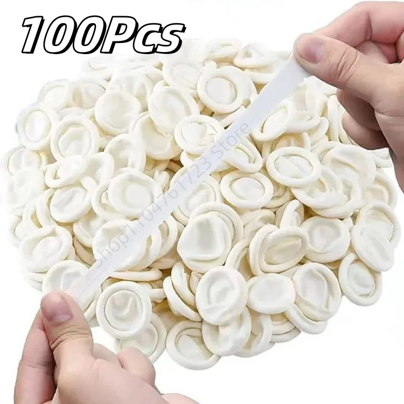 100Pcs Disposable Finger Cover Rubber Gloves Non-slip Anti-static Latex Finger Cot Fingertip Protector Finger Thumb Sleeve