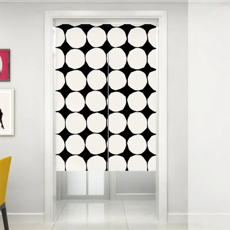 VIKAMA Black White Irregular Dot Noren Split Door Curtain Room Divider Privacy Curtain for Apartment Entryway Modern Home Decor