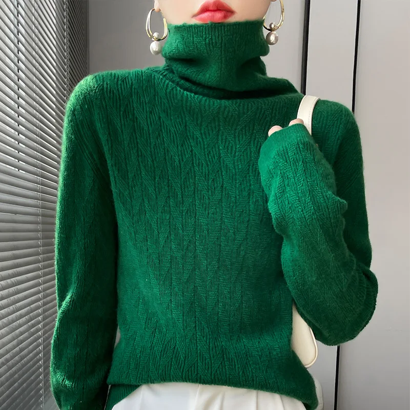 2022 Cashmere Sweater Women\'s Casual Turtleneck Pullover Fashion Knitwear Women\'s Autumn And Winter Solid Color Sweater