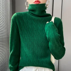 2022 Cashmere sweter damski Casual pulower z golfem moda dzianina damska jesień i zima solidny kolor sweter