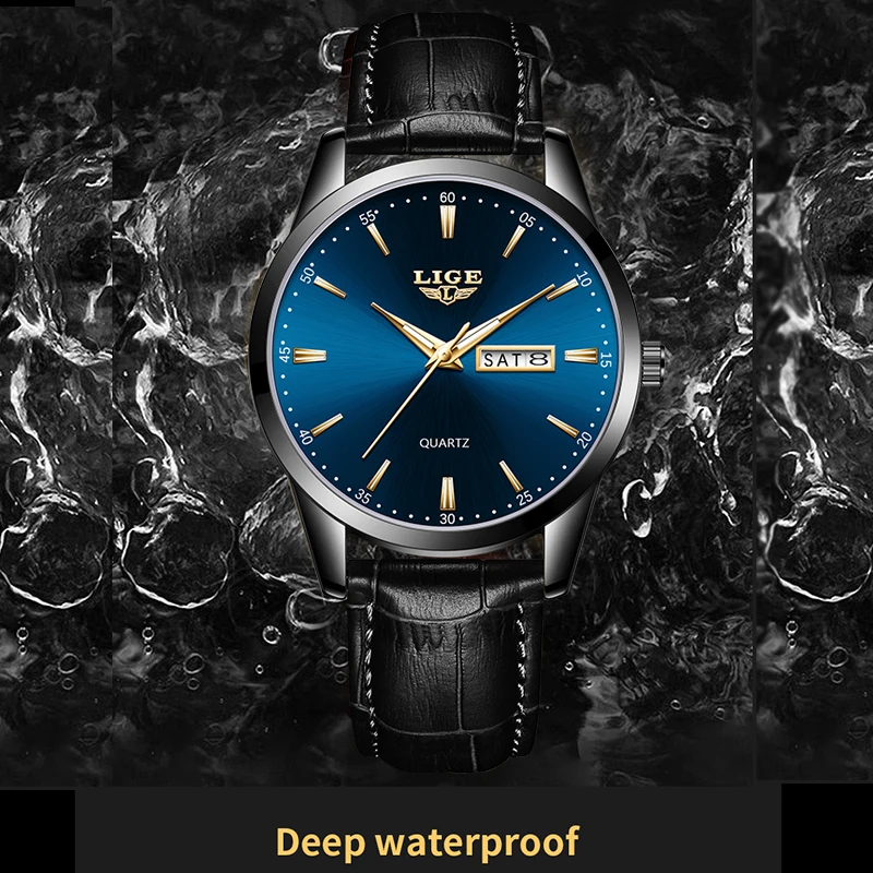 LIGE ساعة نسائية أنيقة جديدة مضيئة مقاوم للماء موضة فاخرة للسيدات ساعة كوارتز جلدية للنساء Relogio Feminino #6