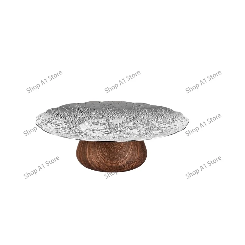 Nordic Light Luxury Stainless Steel Pedestal Fruit Bowl, Creative Dried Fruit Snack Tray for Living Room Home Decor Ornament