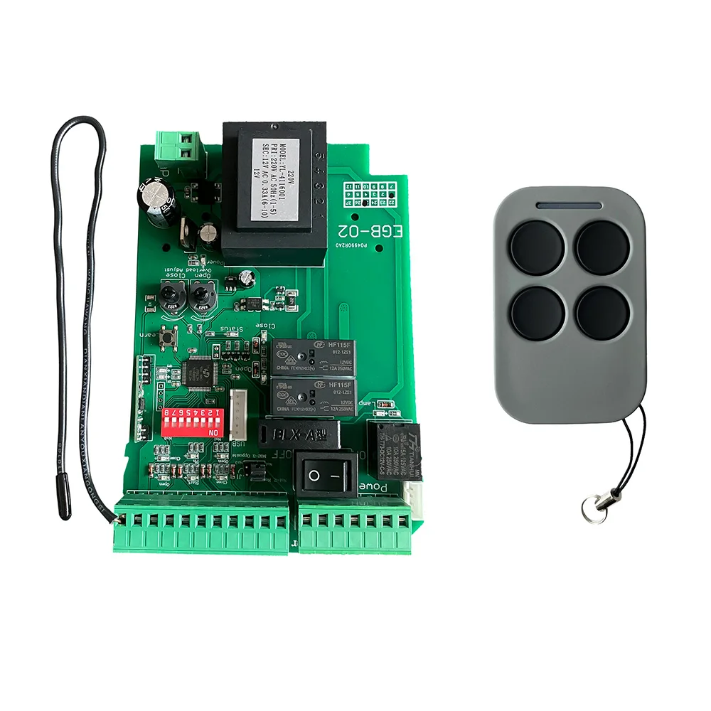 Papan Kontrol Pembuka Gerbang Geser Pintar AC110V/220V Mendukung Remote Kode Bergulir 433Mhz, Sakelar Batas & Kompatibel dengan Balok Pengaman