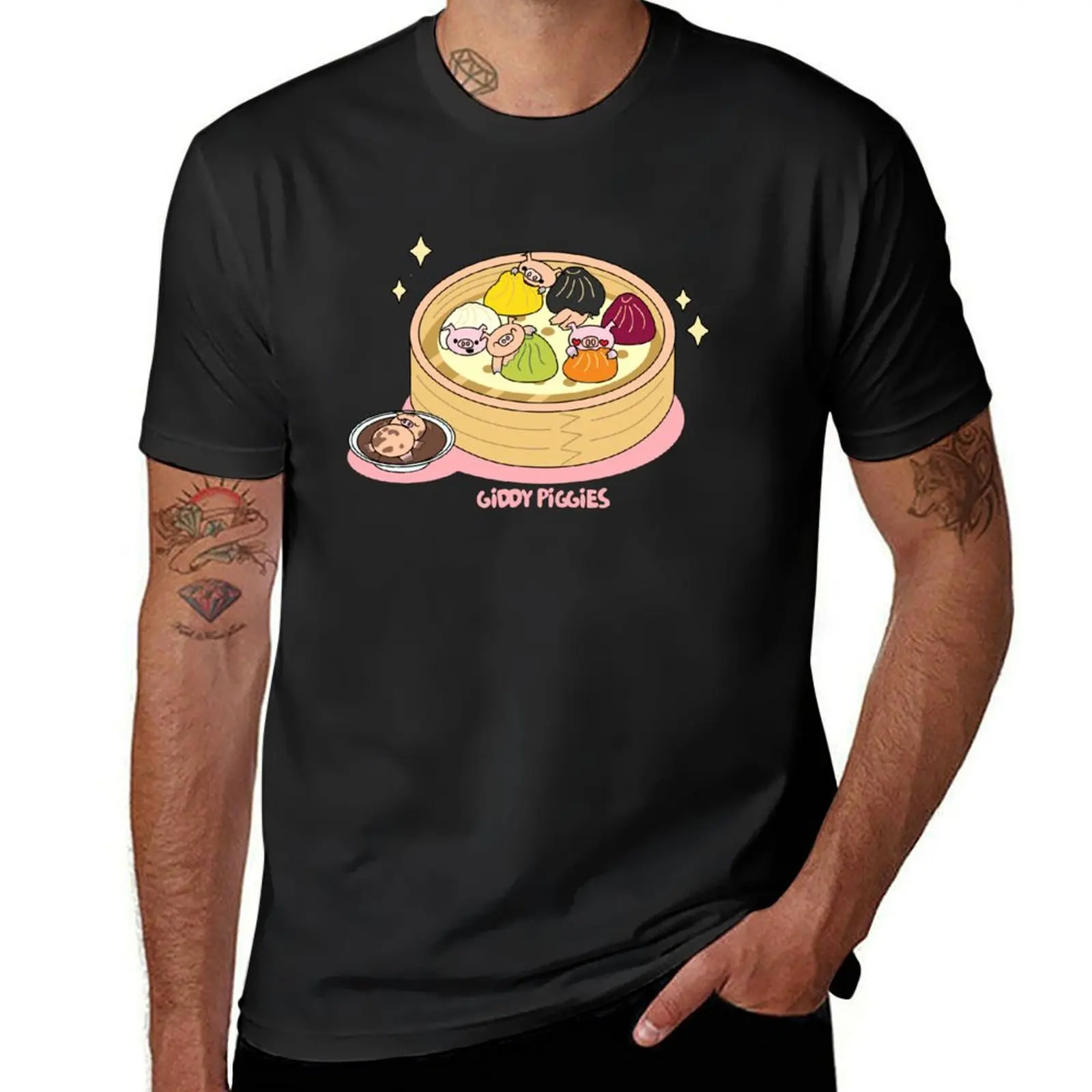 Giddy Piggies Rainbow Dumpling T-Shirt oversized anime clothes blacks t shirt for men